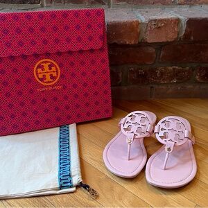 Tory Burch Pink Petunia Patent Leather Miller Sandals